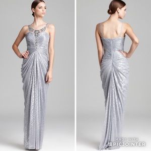 Adrianna Papell Silver Foil Gown